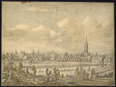 203042 Profiel van de stad Utrecht uit het westen gezien: het gedeelte met de Jacobikerk en de Catharijnepoort (geheel ...
